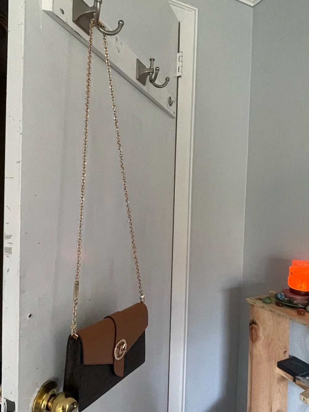 Michael Kors Brown Two-Tone Chain Crossbody Bag